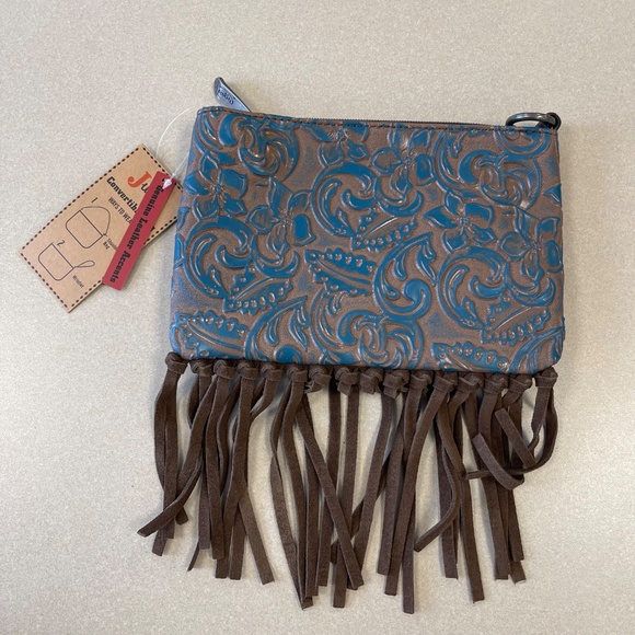 JUSTIN WOMEN'S TURQUOISE MINI SHOULDER BAG/WRISTLET - NWT - Picture 2 of 6